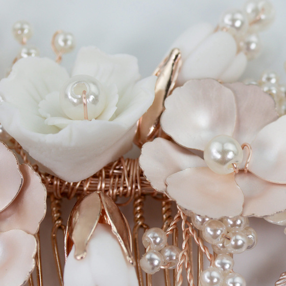 OZDOBA do włosów GRZEBYK perełki ŚLUBNA kwiatki