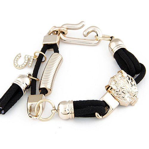 BRANSOLETKA sznurek chwost lew czarna