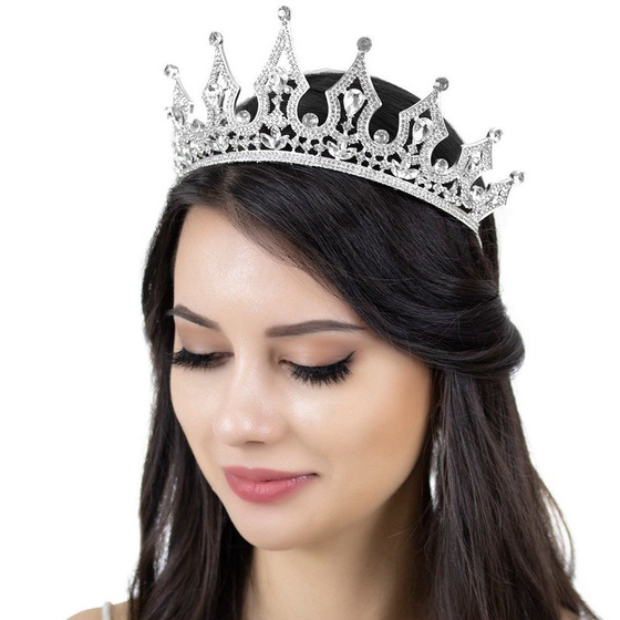 KORONA diadem KRYSZTAŁY tiara ŚLUBNA srebrna ŚLUB
