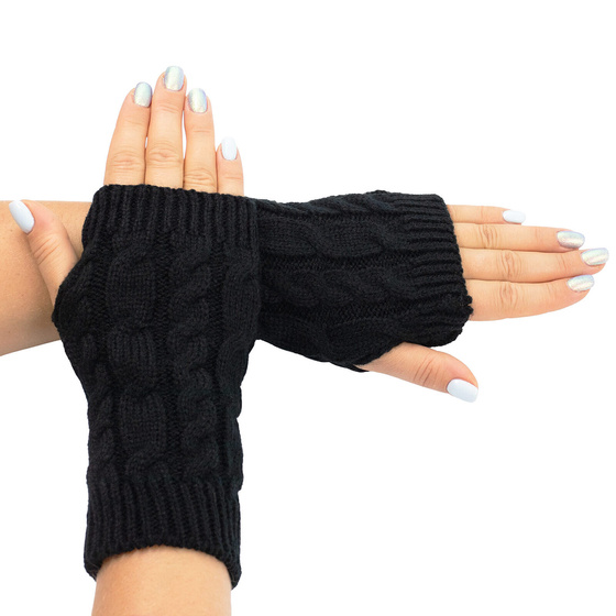 RĘKAWICZKI damskie bez palców MITENKI warkocz