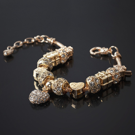 BRANSOLETKA modułowa ZŁOTA serduszko CHARMS