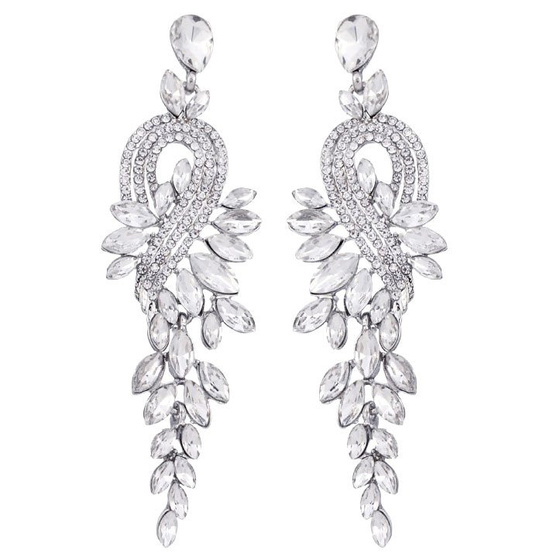 KOLCZYKI srebrne WISZĄCE kryształki ŚLUBNE długie