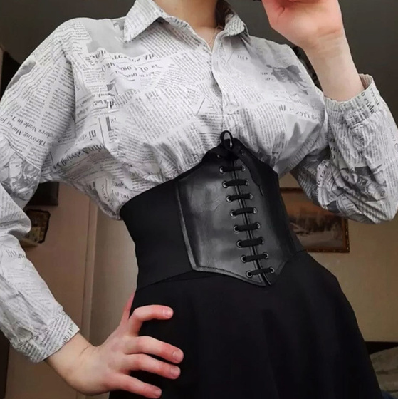 PASEK pas szeroki GORSET czarny GUMOWY SZNUROWANY rozmiar L