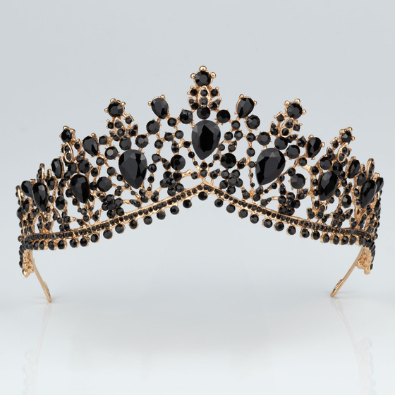 DIADEM Korona Tiara MISS GLOW Wieczorowy CZARNE cyrkonie KRYSZTAŁY