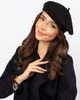 BERET damski FRANCUSKI wełniany CZARNY elegancki