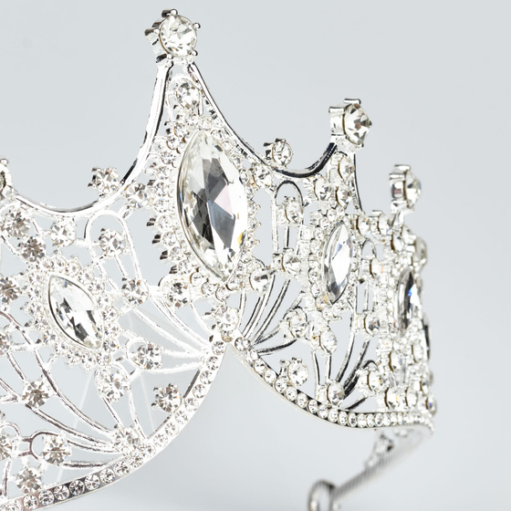 DIADEM Korona Tiara MISS GLOW ŚLUBNY ZŁOTY cyrkonie KRYSZTAŁY