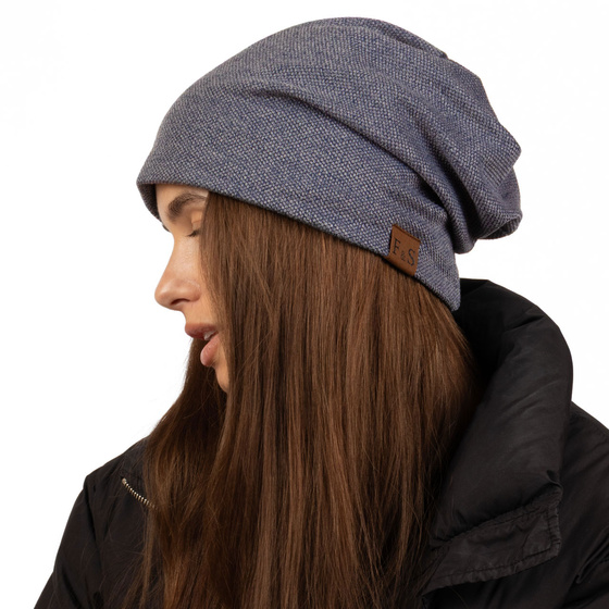 Czapka BEANIE smerfetka oversize MŁODZIEŻOWA ZIMOWA POLAR