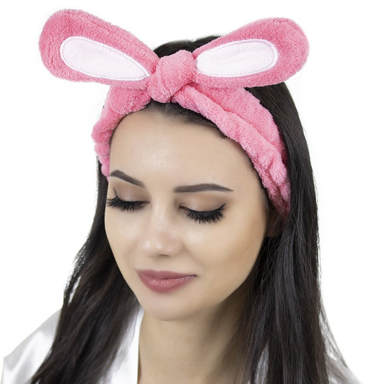 OPASKA do włosów KOSMETYCZNA do makijażu USZY róż