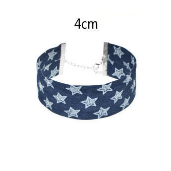 CHOKER w gwiazdki GRANATOWY zapinany SZEROKI