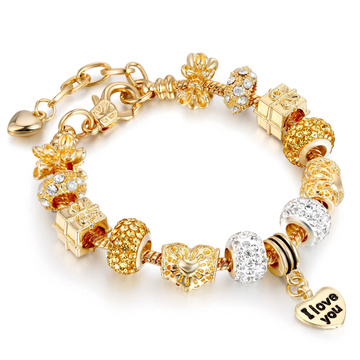 BRANSOLETKA złota MODUŁOWA napis CHARMS gold