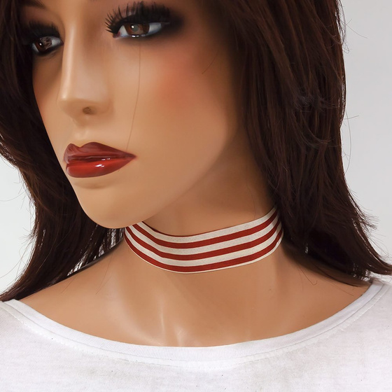 Choker NASZYJNIK pasiak czerwony