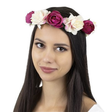WIANEK NA GŁOWĘ piwonie KWIATY fuksja ŚLUBNY