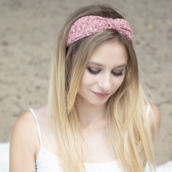 OPASKA DO WŁOSÓW szeroka WĘZEŁ turban RÓŻOWA