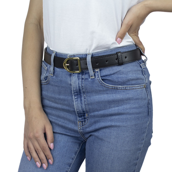 PASEK DAMSKI do spodni CZARNY klamra WĄSKI