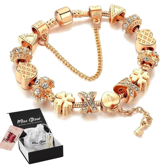 Bransoletka ZŁOTA charms MODUŁOWA zawieszki