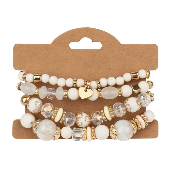 BRANSOLETKI damskie koraliki serce ZESTAW 4 sztuki