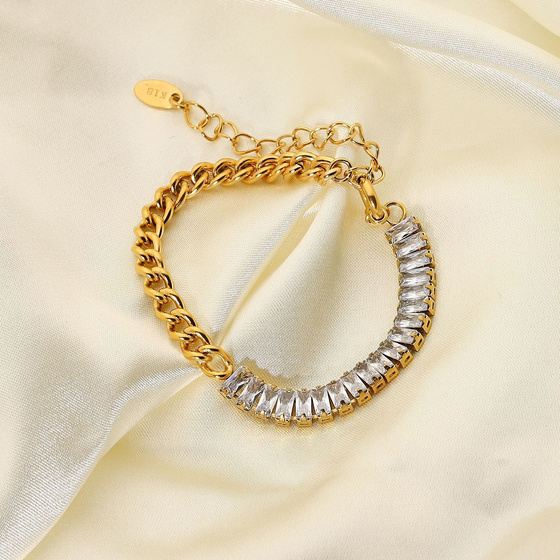 Bransoletka cyrkonie STAL SZLACHETNA POZŁACANA