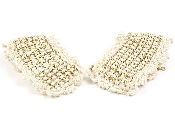 NASZYJNIK KOŁNIERZ złote łańcuszki BIAŁE KORALIKI