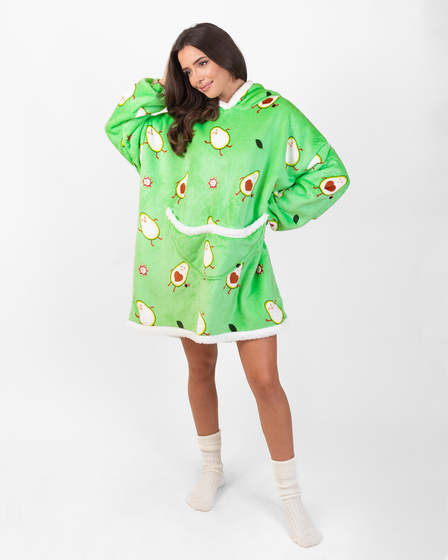 KOCOBLUZA KOC BLUZA CIEPŁA 2w1 GRUBA XXL FUTRZAK POLAR z kapturem OVERSIZE