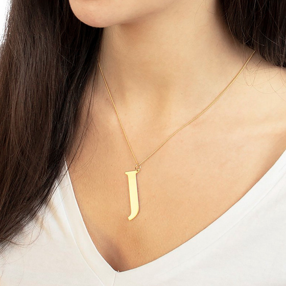 NASZYJNIK damski POZŁACANY 24k litera J duża