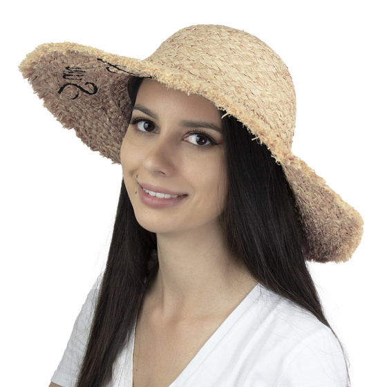 Kapelusz damski SŁOMKOWY napis DUŻY plażowy