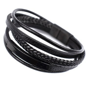 BRANSOLETKA PLECIONA STAL SZLACHETNA 316L SKÓRA