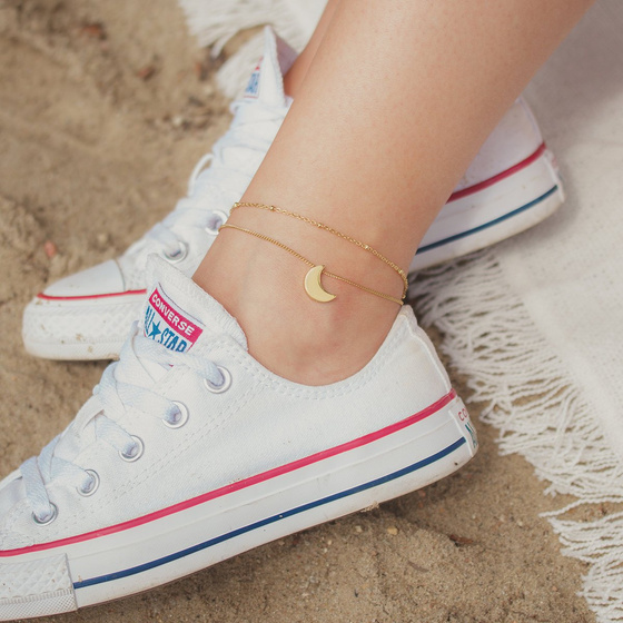 Bransoletka STAL SZLACHETNA POZŁACANA na nogę