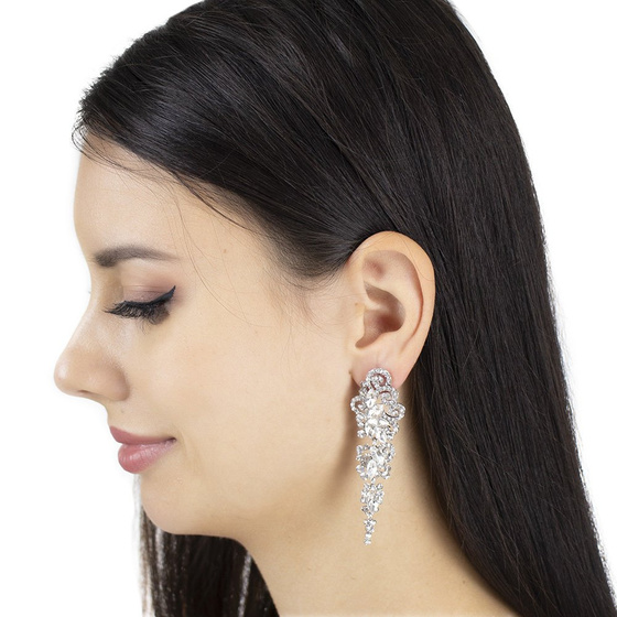 KOLCZYKI srebrne CYRKONIE kryształki ŚLUBNE długie