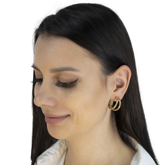 Kolczyki PODWÓJNE grube STAL SZLACHETNA POZŁACANA