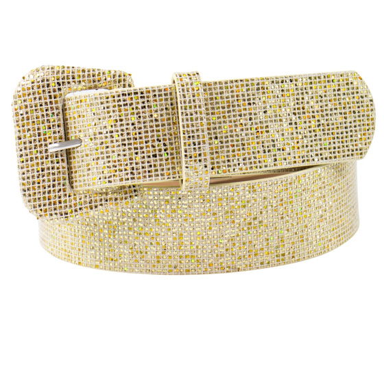 DAMSKI pasek do spodni KLAMRA klasyczny brokatowy